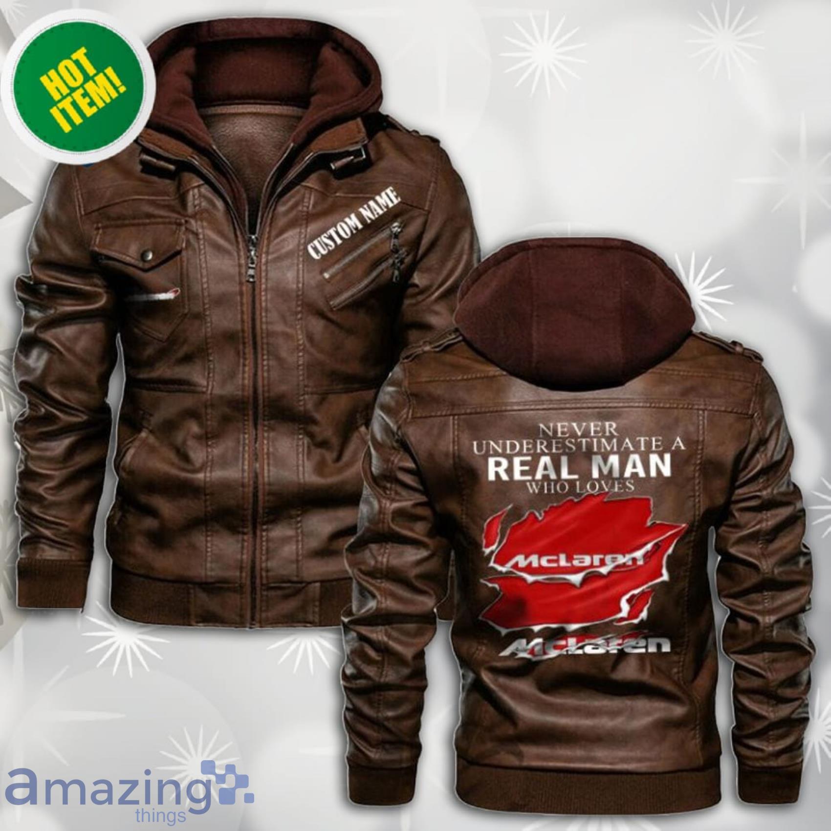 Personalized Name Never Underestimate A Real Man Who Loves McLaren Automotive Leather Jacket Product Photo 1