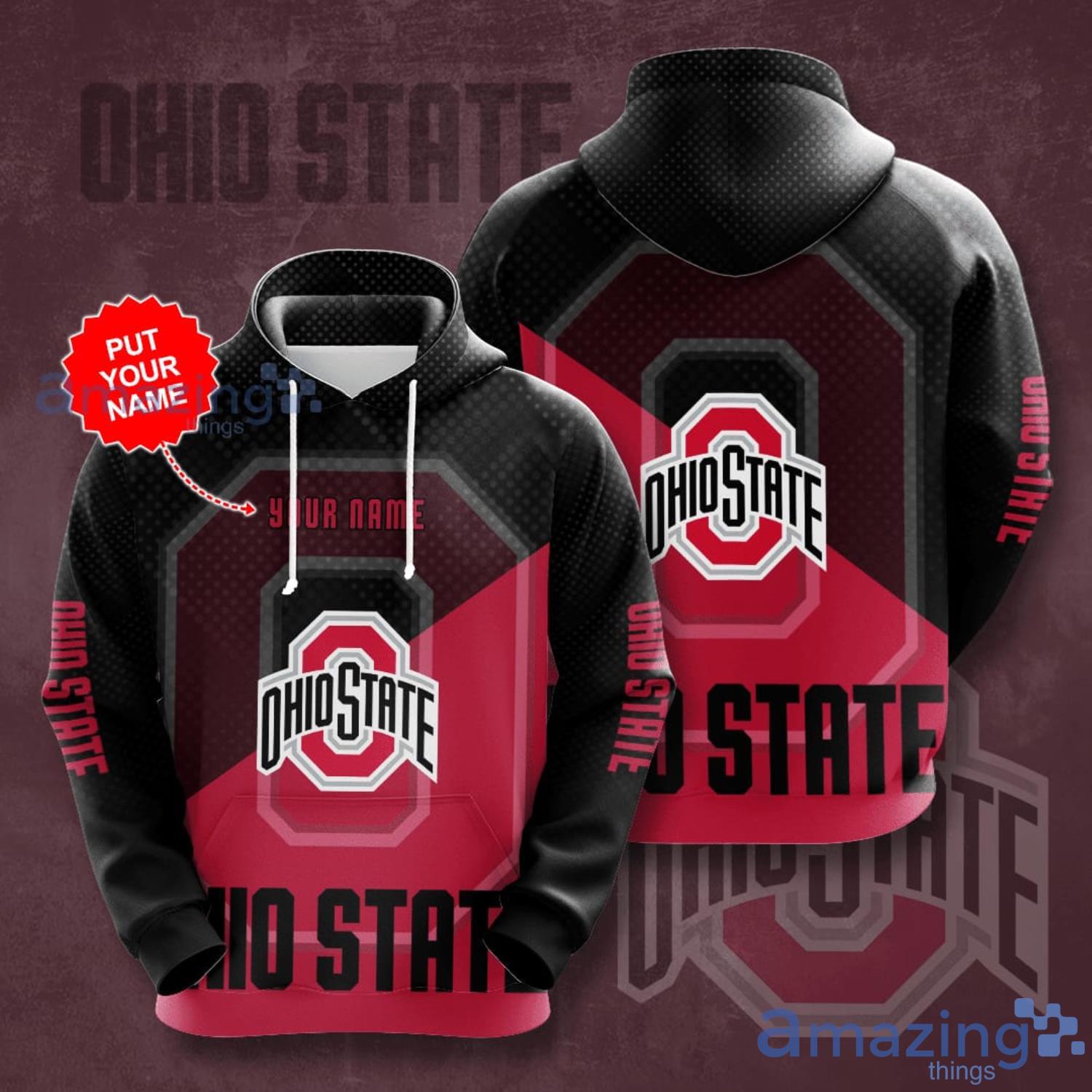 Personalized Name Ohio State Buckeyes Black And red 3D Hoodie Product Photo 1 Personalized Name Ohio State Buckeyes Black And red 3D Hoodie Product Photo 1