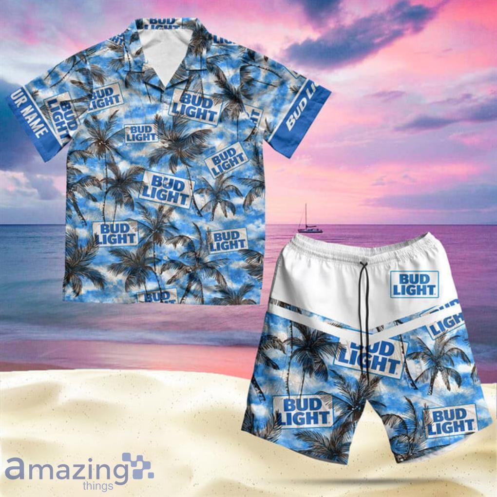 Personalized Tropical Bud Light Short Sleeve Hawaiian Shirt And Short Product Photo 1