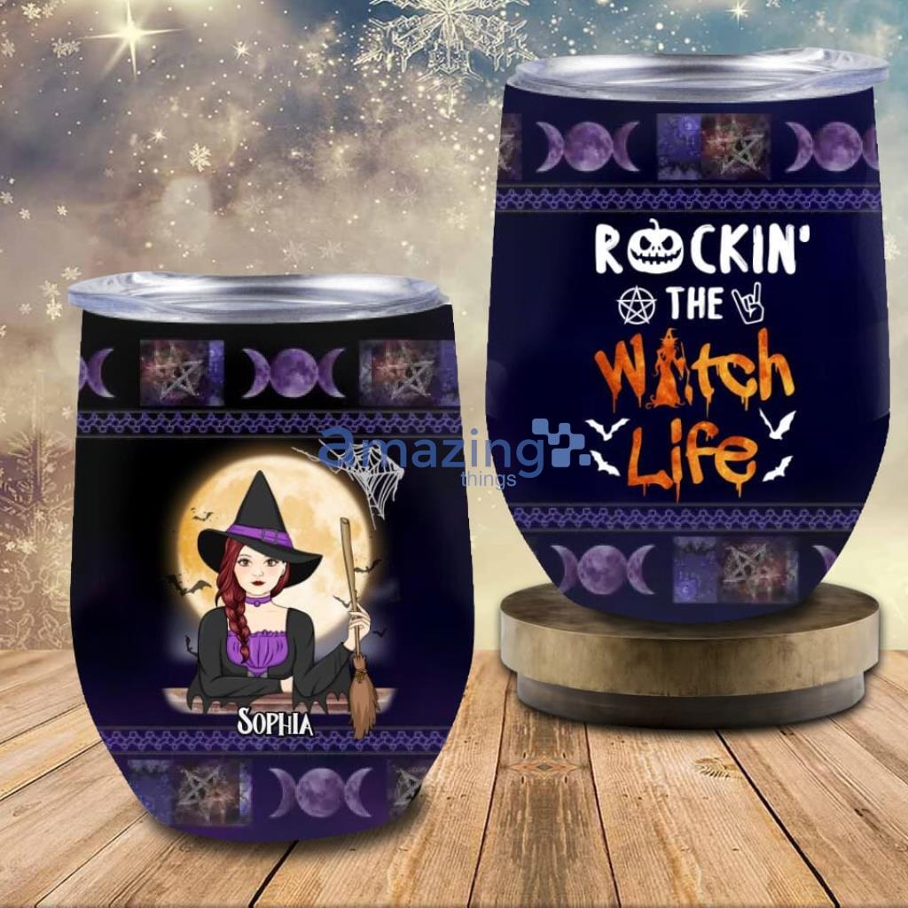 Personalized Witch Wine Tumbler Halloween Rockin' The Witch Life - Custom Personalized Witch Wine Tumbler - Halloween Gift Idea - Rockin' The Witch Life_3039