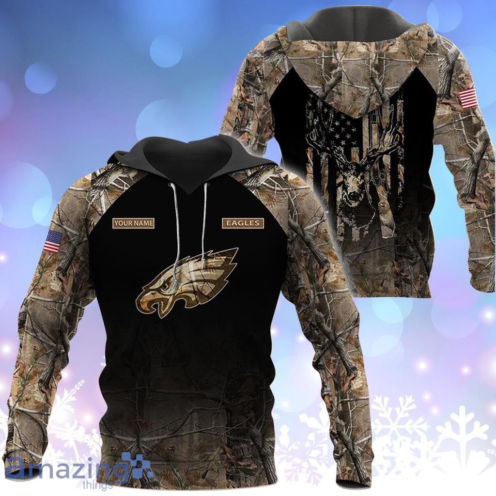 Philadelphia Eagles NFL Personalized Your Name Deer Hunting Flag US Hoodie 3D All Over Print - Philadelphia Eagles NFL Personalized Your Name Deer Hunting Flag US Hoodie 3D All Over Print