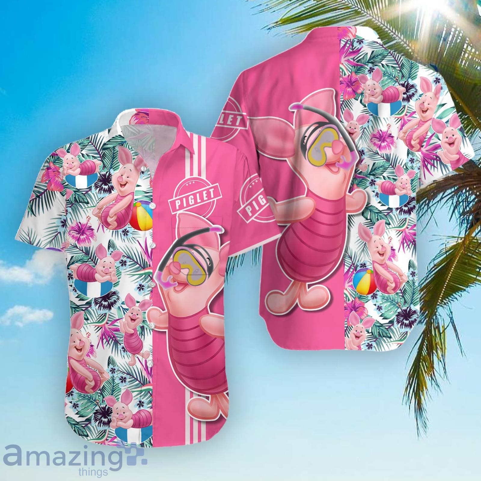 Piglet Pink Floral Hawaii Beach Pattern Disney Hawaiian Shirt For Men And Women Product Photo 1 Piglet Pink Floral Hawaii Beach Pattern Disney Hawaiian Shirt For Men And Women Product Photo 1