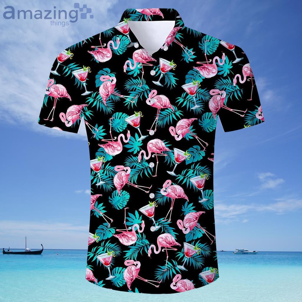 black and pink flamingo shirt