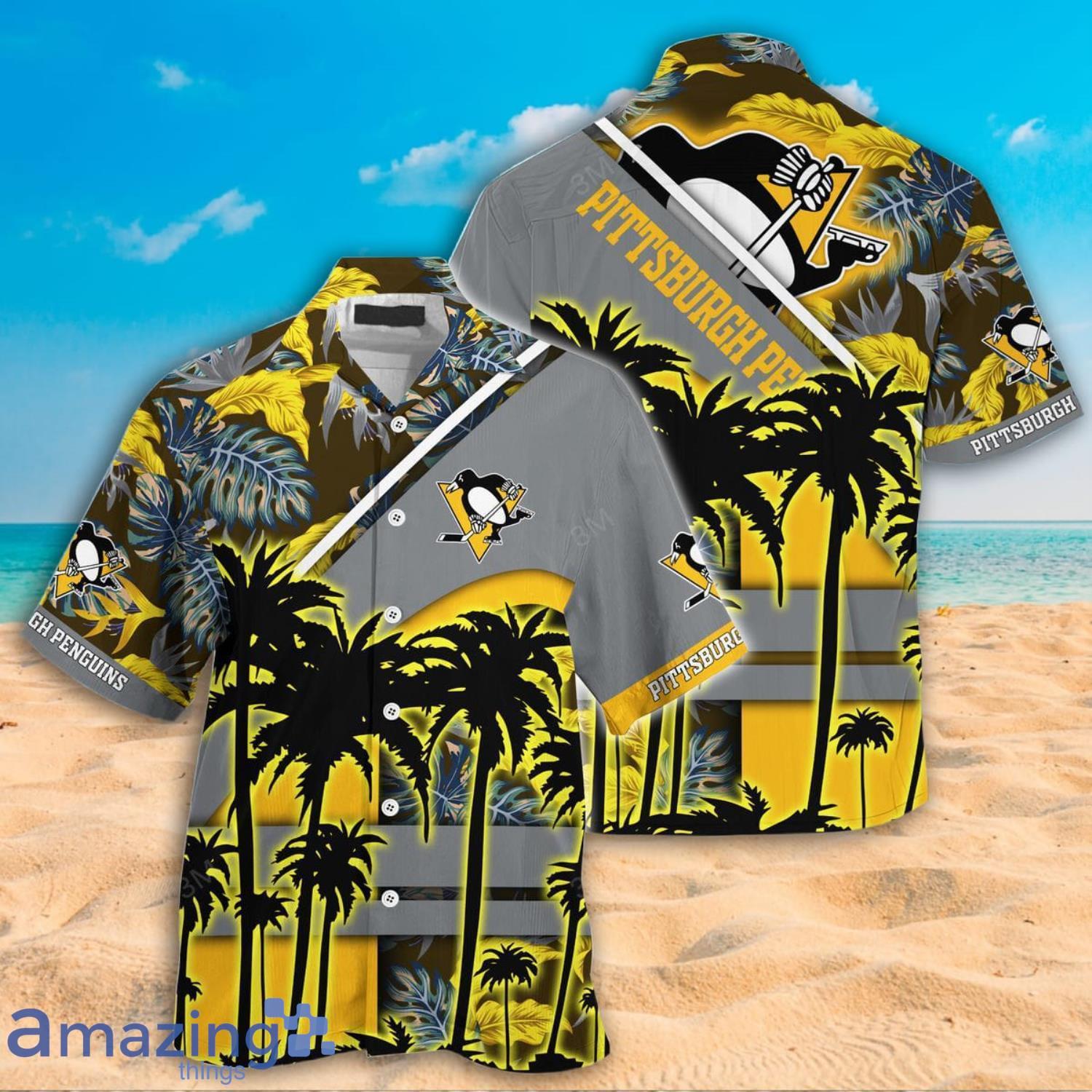 Pittsburgh Penguins NHL Coconut Tree And Tropical Pattern Hawaiian Shirt And Shorts Product Photo 1