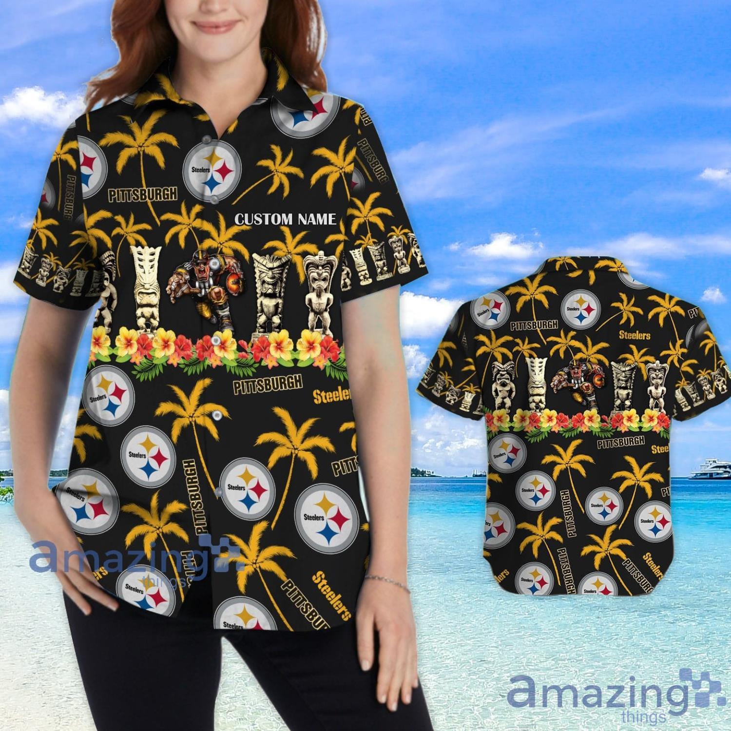 Pittsburgh Steelers Coconut Pattern Tiki Custom Name Hawaiian Shirt Summer Gift image Pittsburgh Steelers Coconut Pattern Tiki Custom Name Hawaiian Shirt Summer Gift Product Photo 2