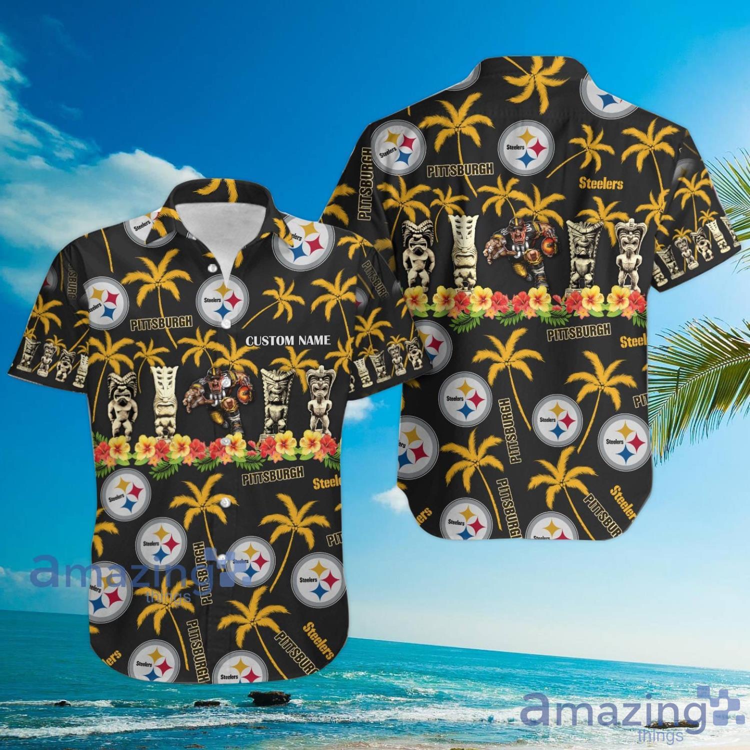 Pittsburgh Steelers Coconut Pattern Tiki Custom Name Hawaiian Shirt Summer Gift image Pittsburgh Steelers Coconut Pattern Tiki Custom Name Hawaiian Shirt Summer Gift Product Photo 4
