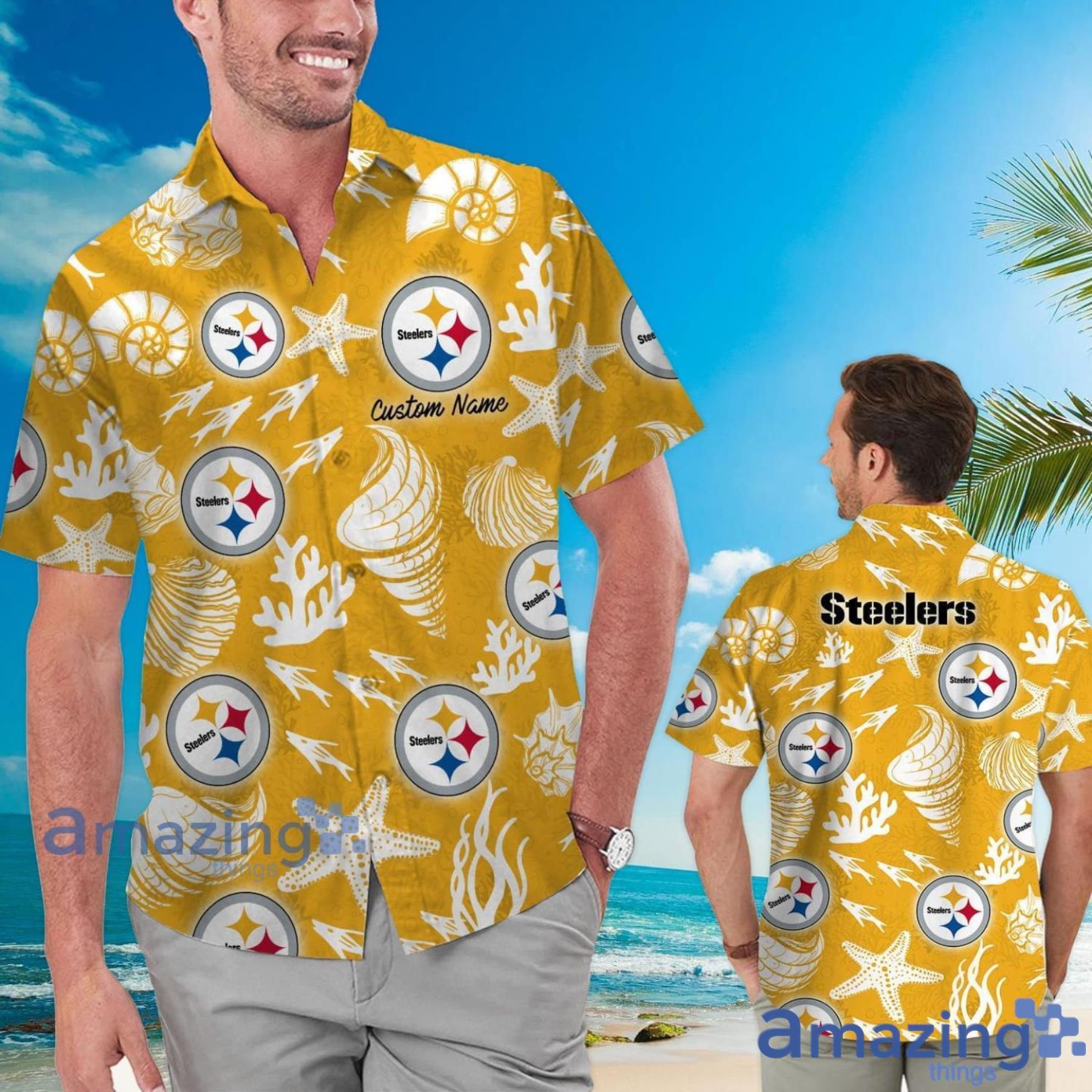 Pittsburgh Steelers Custom Name Shells Starfish Parttern Hawaiian Shirt For Men And Women Product Photo 1