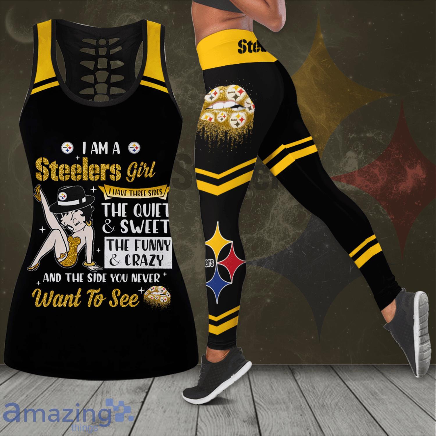 Pittsburgh Steelers I Am A Steelers Girl Combo Hollow Tank Top And