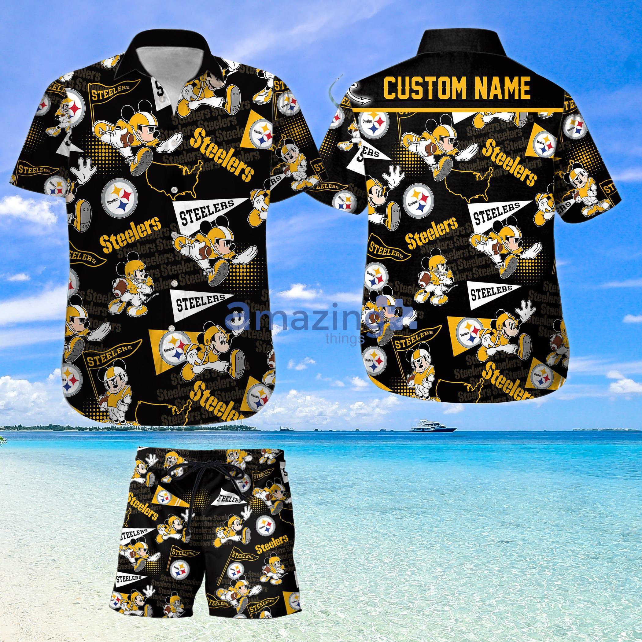 Pittsburgh Steelers Mickey Lover Custom Name For Fans Hawaiian Shirt And Shorts Product Photo 1