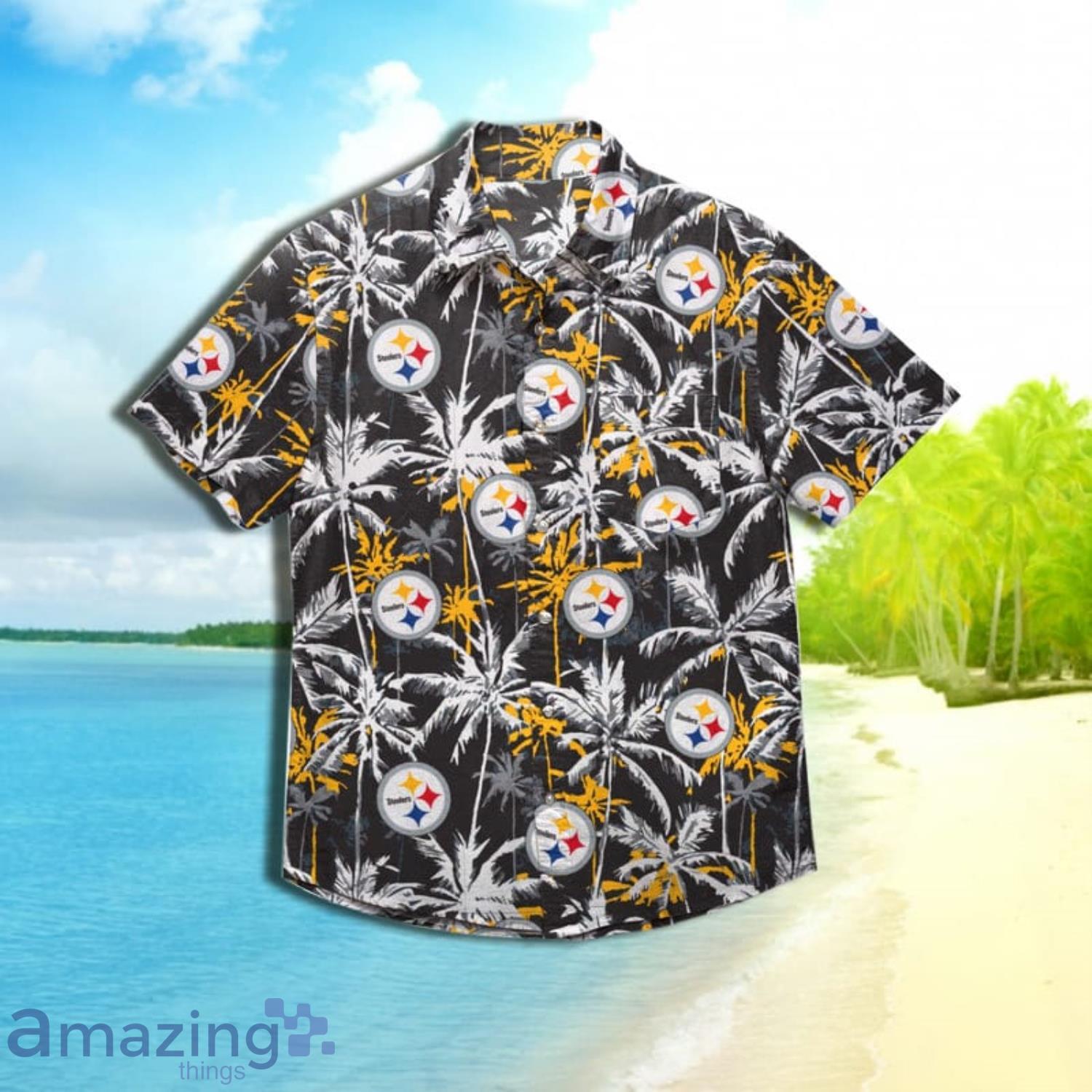 Pittsburgh Steelers Nfl Mens Black Floral Short Sleeve Hawaiian Shirt Product Photo 1