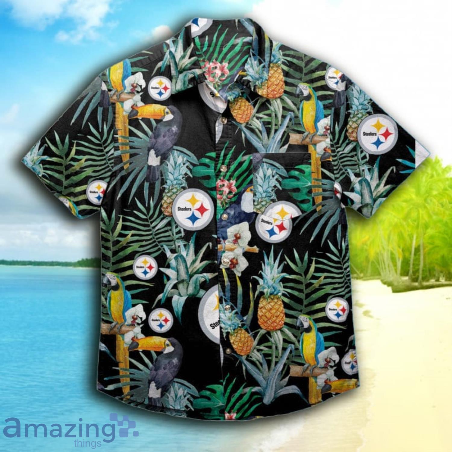 Pittsburgh Steelers Nfl Mens Floral Short Sleeve Hawaiian Shirt