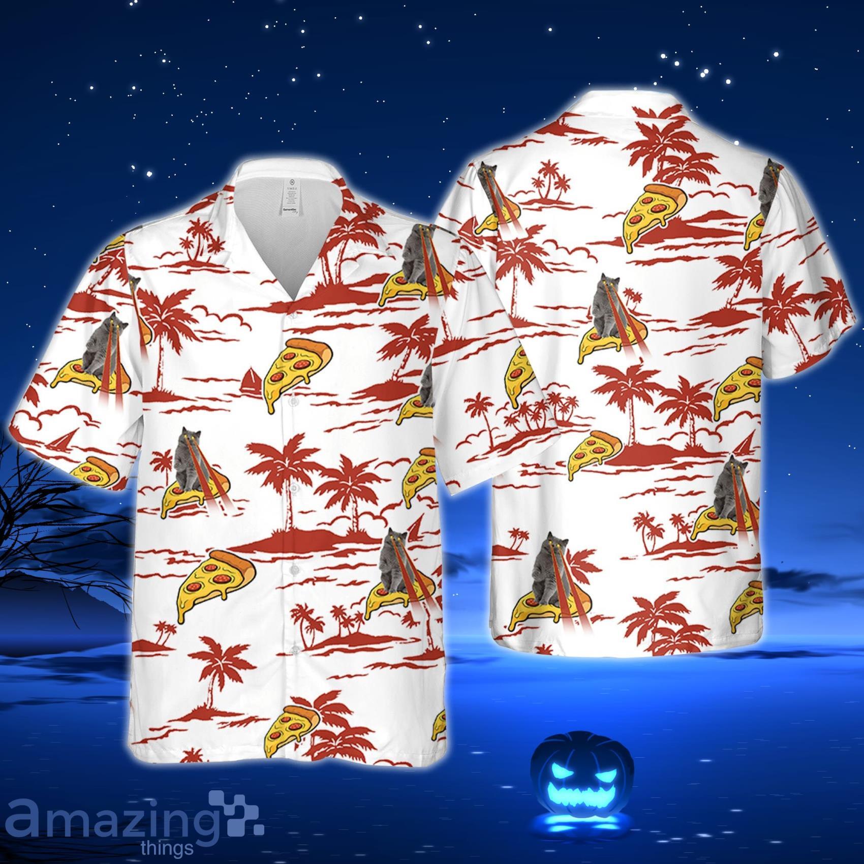 Pizza Cat Hawaiian Beach Pattern Shirt Pizza Cat Hawaiian Shirt Sea Island Shirt Summer Cat Gift Hawaiian Shirt Product Photo 1