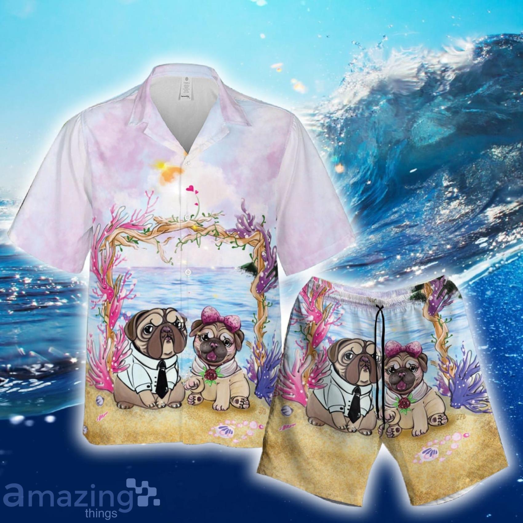 Pug Couple Pug Dog Valentine Cute Hawaiian Shirt And Short Product Photo 1