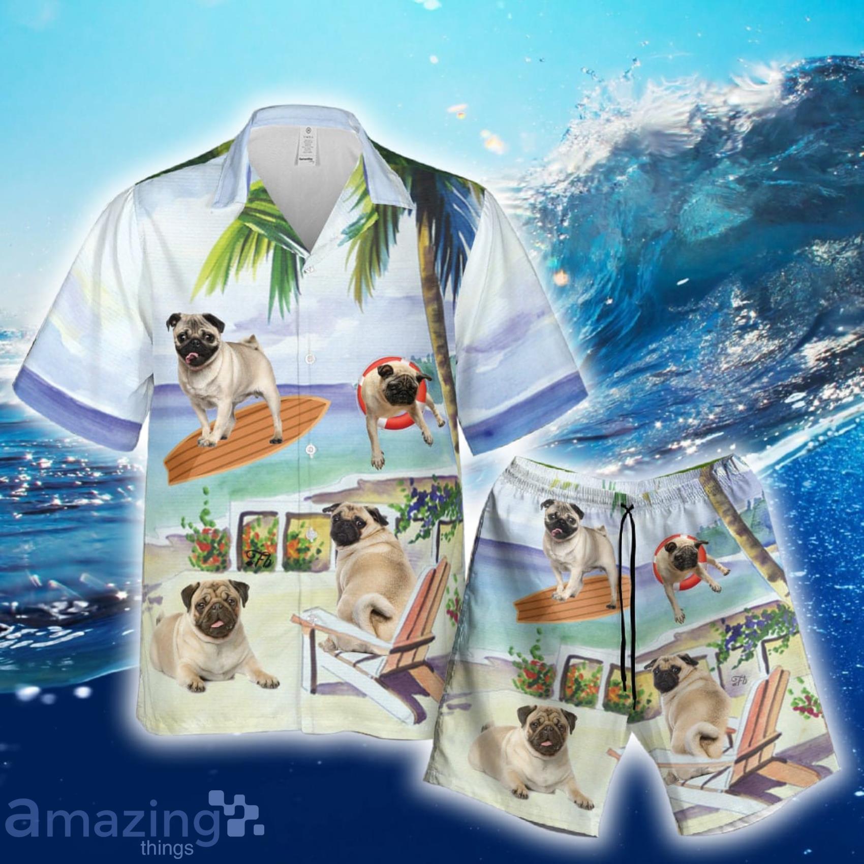 Pug Summer Beach Short Sleeve Hawaiian Shirt And Short Product Photo 1