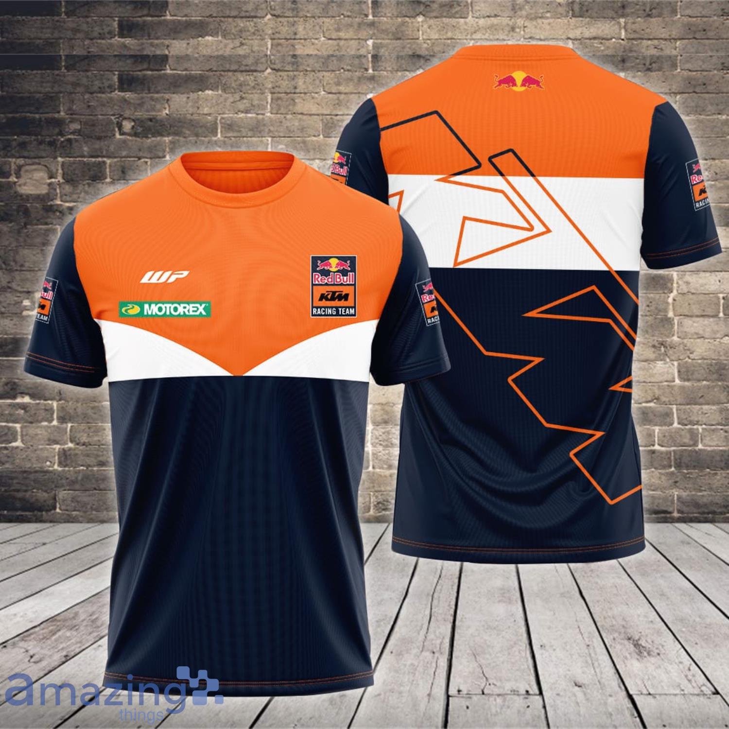 Red Bull KTM Factory Racing WP Motorex Navy All Over Print 3D T-Shirt Orange Product Photo 1