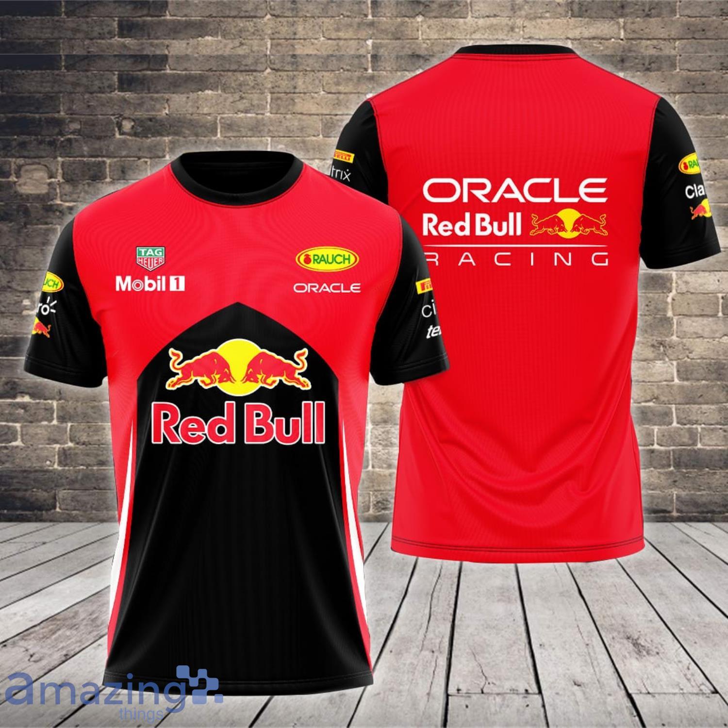 Red Bull Racing Oracle Tag Heuer Mobil 1 Black All Over Print 3D T