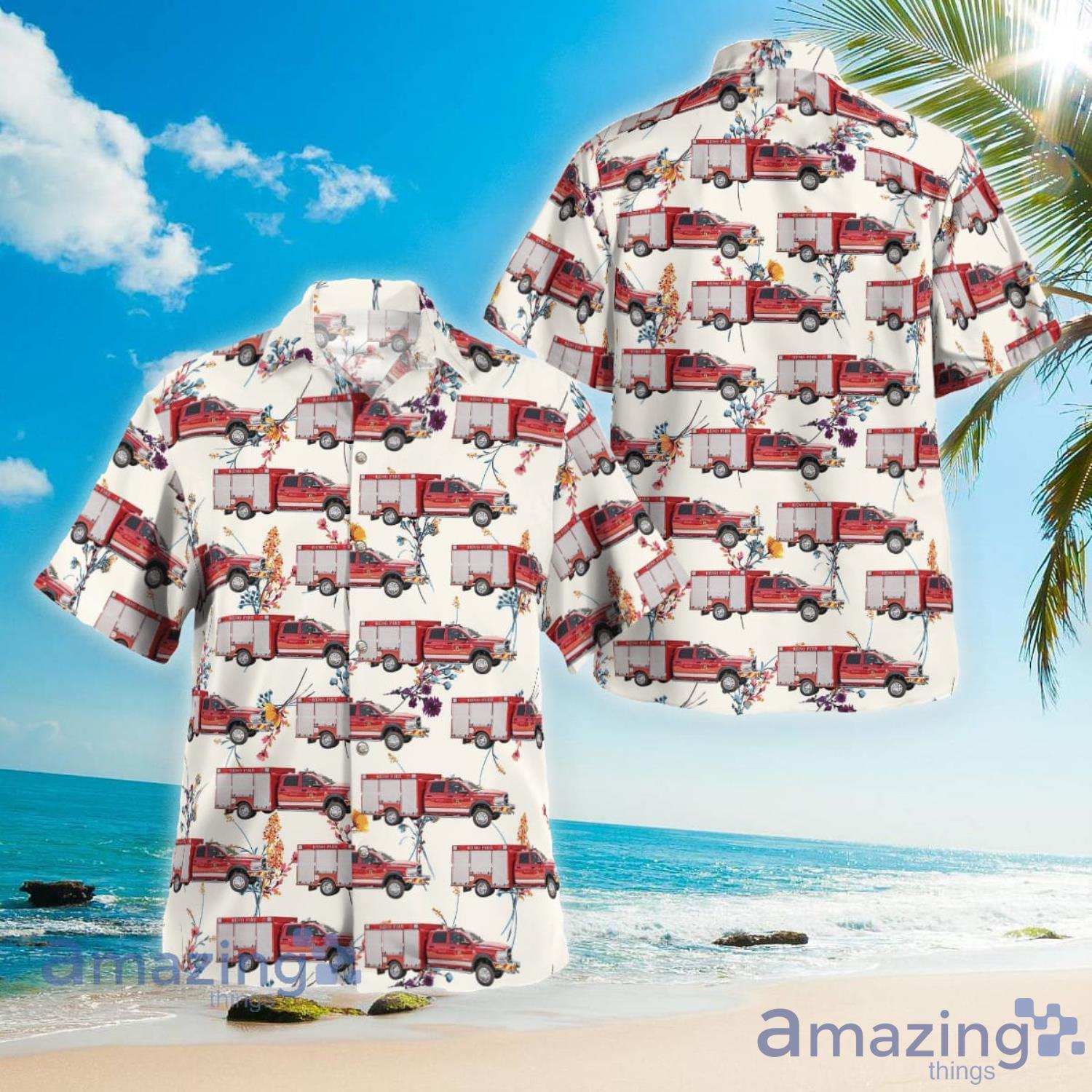 Reno Nevada Reno Fire Department Rescue Squad Aloha Summer Gift Hawaiian Shirt Product Photo 1