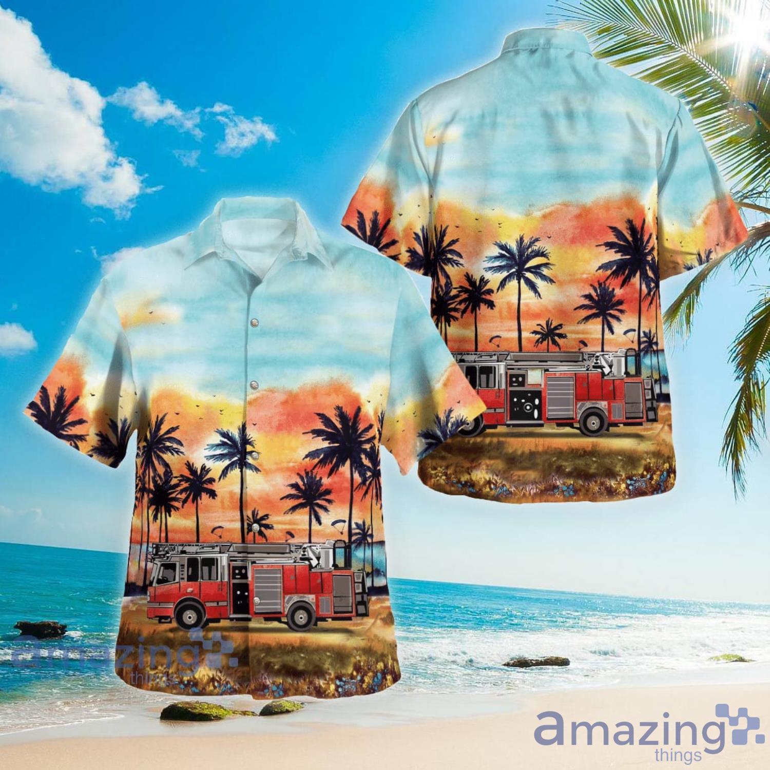 Request New Shirt Fire Truck Hawaiian Shirt Aloha Summer Gift For Men And Women Product Photo 1