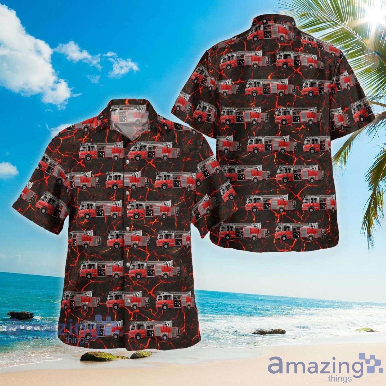 Request New Shirt Fire truck Hawaiian Shirt Product Photo 1