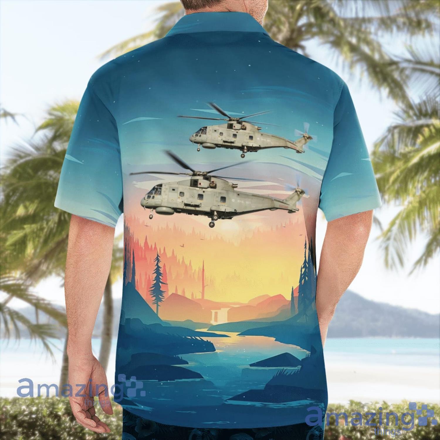 Royal Navy EHI EH 101 Merlin HM1 (Mk111) Aloha Summer Gift Hawaiian Shirt image Royal Navy EHI EH-101 Merlin HM1 (Mk111) Aloha Summer Gift Hawaiian Shirt Product Photo 4