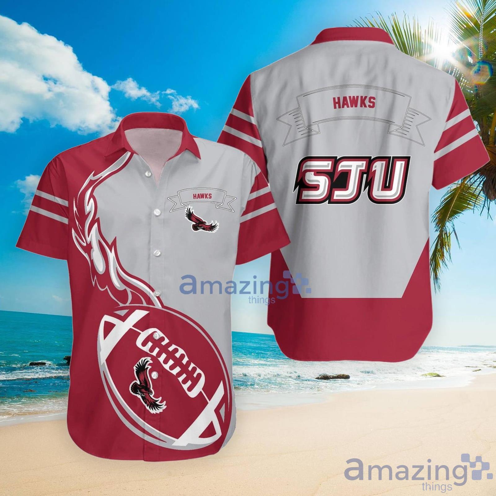 Saint Josephs Hawks Ncaa Flame Ball Hawaiian Shirt For Fans image Saint Josephs Hawks Ncaa Flame Ball Hawaiian Shirt For Fans Product Photo 3