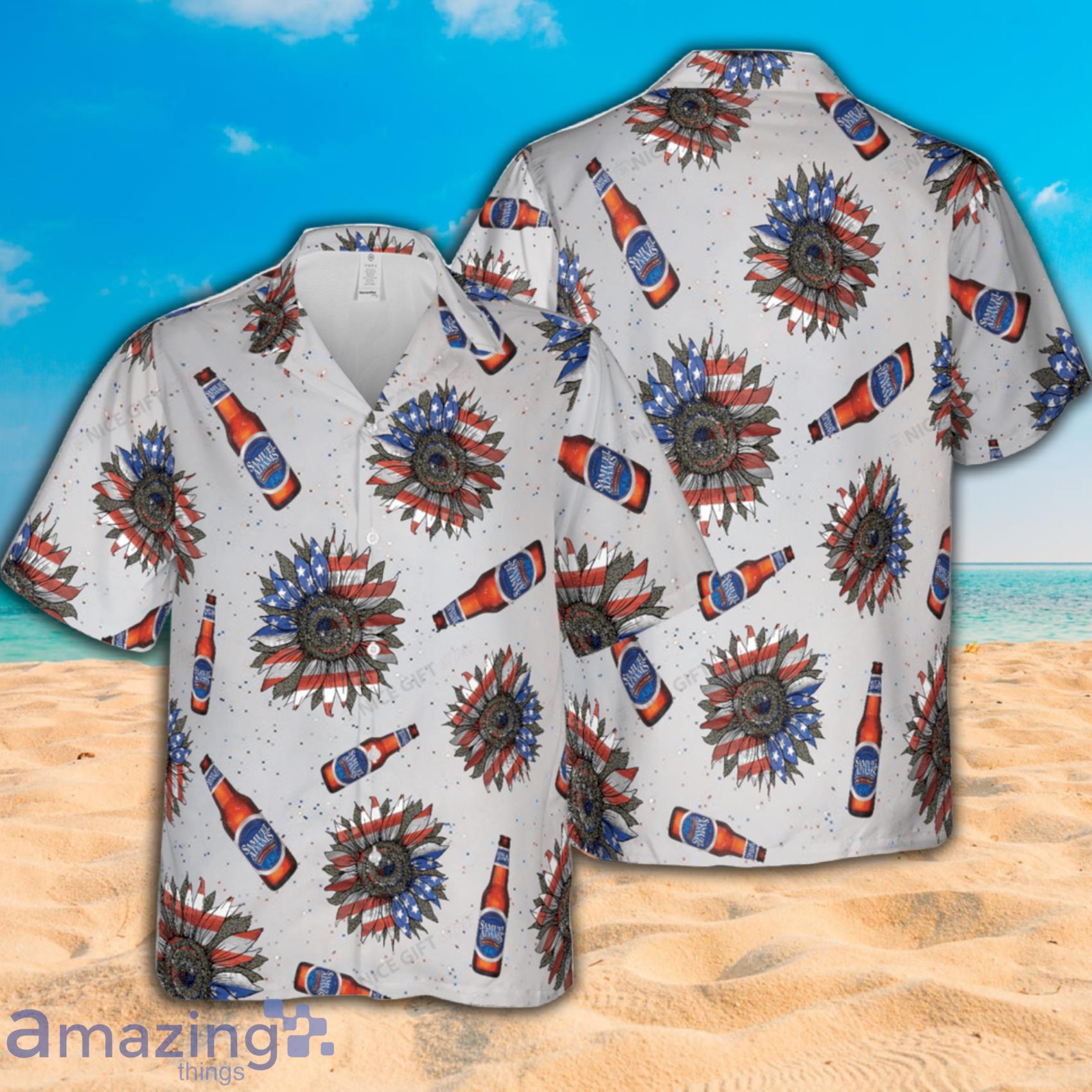 Samuel Adams Sunflowered 4th Of July Short Sleeve Hawaiian Shirt Product Photo 1