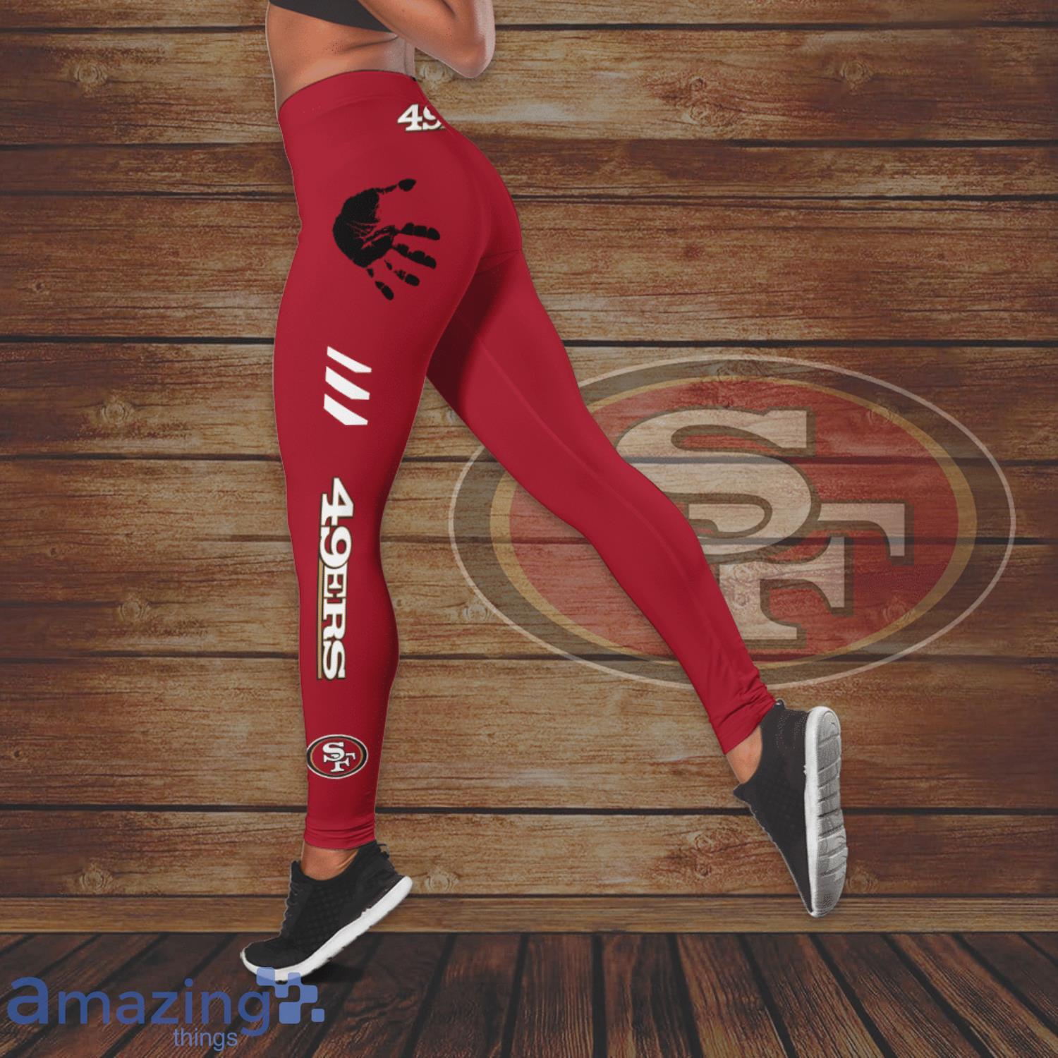 San Francisco 49ers Handprint All Over Print 3D Combo Hollow Tank Top And  Leggings For Women