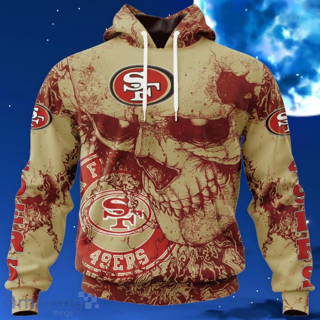 San Francisco 49ers NFL Custom Name And Number Skull Halloween Gift For Fan 3D Hoodie Product Photo 1