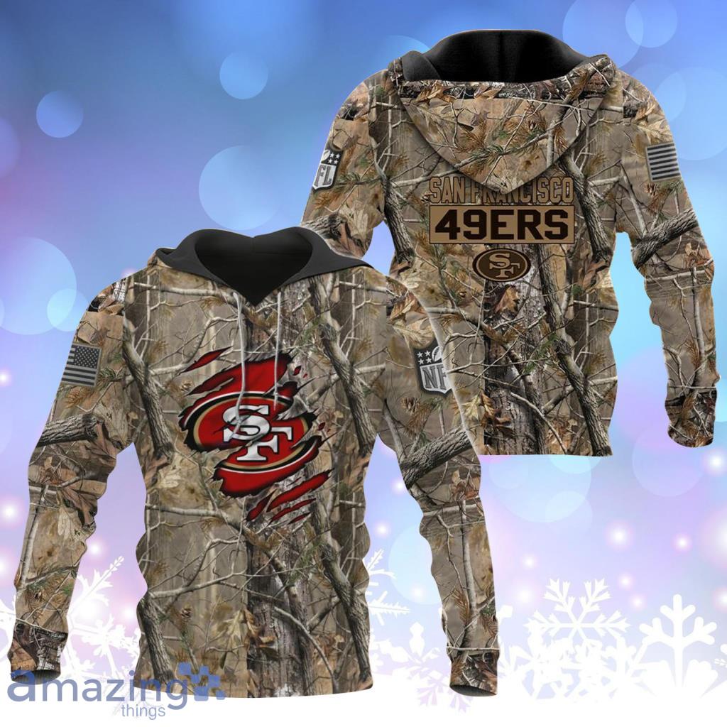 San Francisco 49ers NFL Team Realtree Camo Hunting Hoodie 3D All