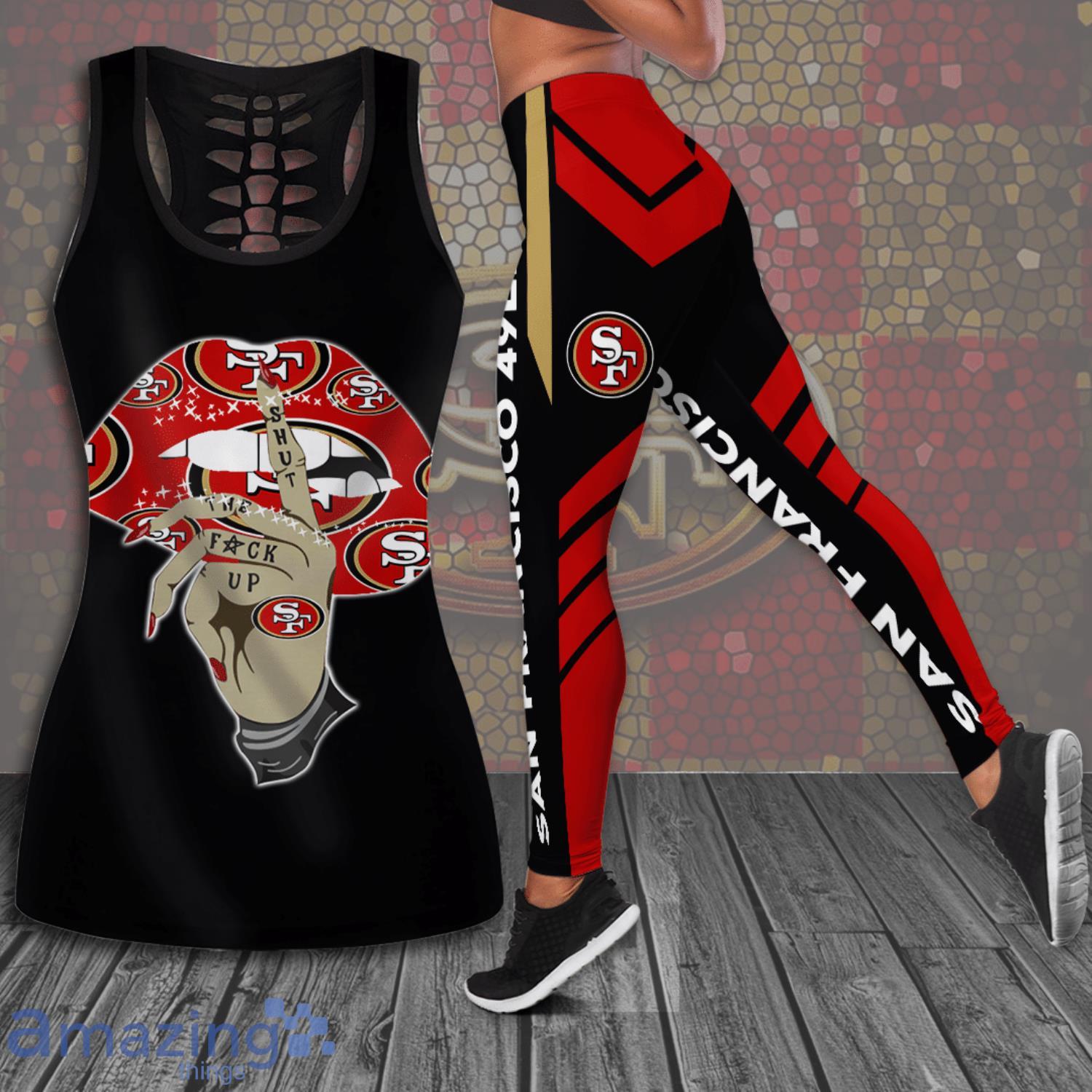 San Francisco 49ers STFU Lips All Over Print 3D Combo Hollow Tank Top And  Leggings For Women