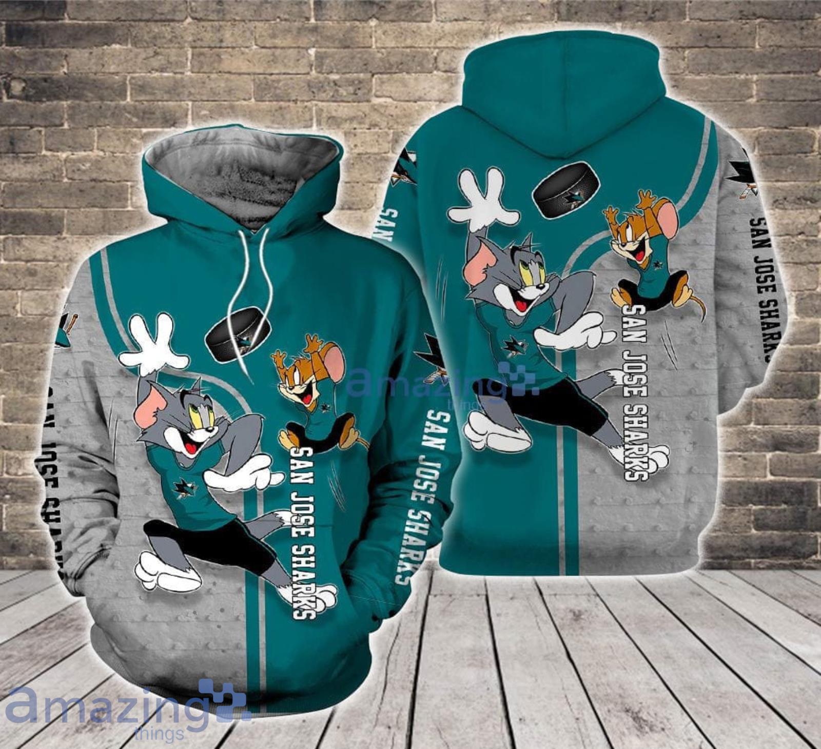 San Jose Sharks Tom and Jerry Cartoon Lover 3D Printed Hoodie For Fans Product Photo 1