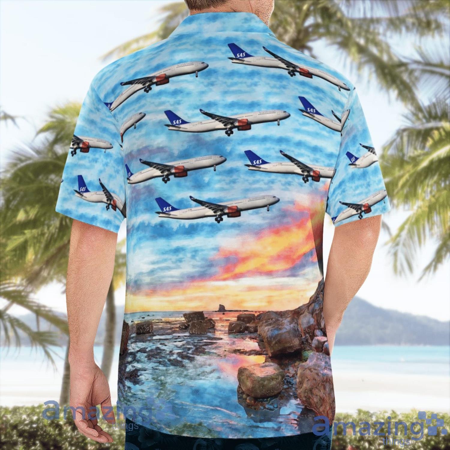 Scandinavian Airlines SAS Airbus A330 343 Aloha Summer Vacation Gift Hawaiian Shirt image Scandinavian Airlines - SAS Airbus A330-343 Aloha Summer Vacation Gift Hawaiian Shirt Product Photo 3