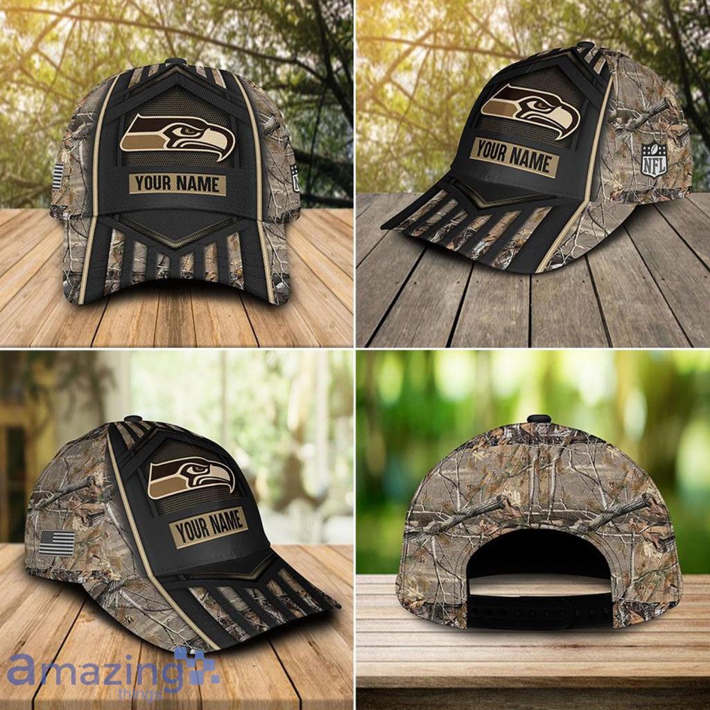 Seattle Seahawks NFL Hunting Custom Name 3D Hat Cap