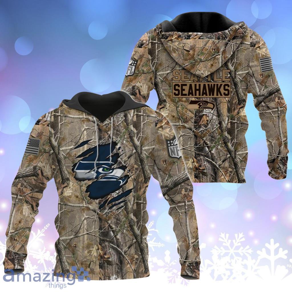 Seattle Seahawks NFL Team Realtree Camo Hunting Hoodie 3D All Over Print - Seattle Seahawks NFL Team Realtree Camo Hunting Hoodie 3D All Over Print