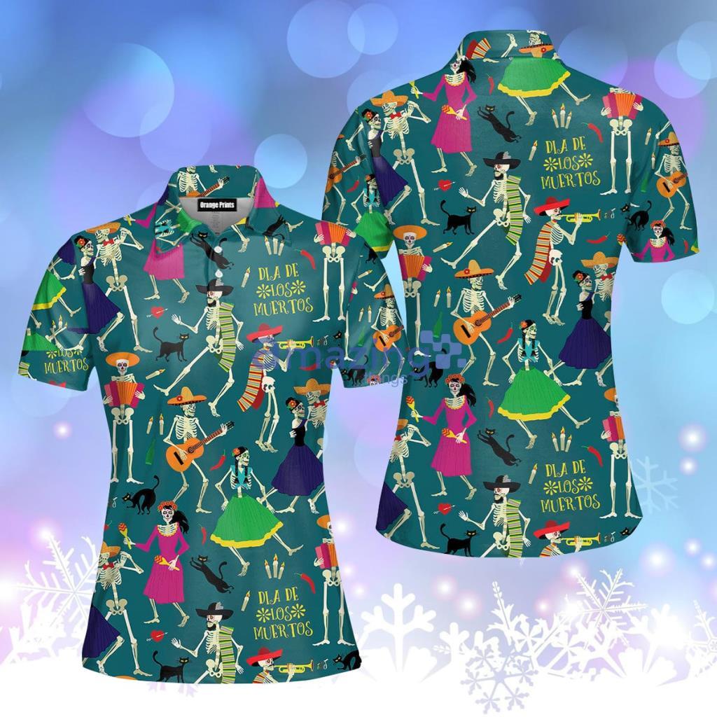 Skeletons Day Of The Dead Mexico Polo Shirt  For Women - Skeletons Day Of The Dead Mexico Polo Shirt  For Women  PO5148