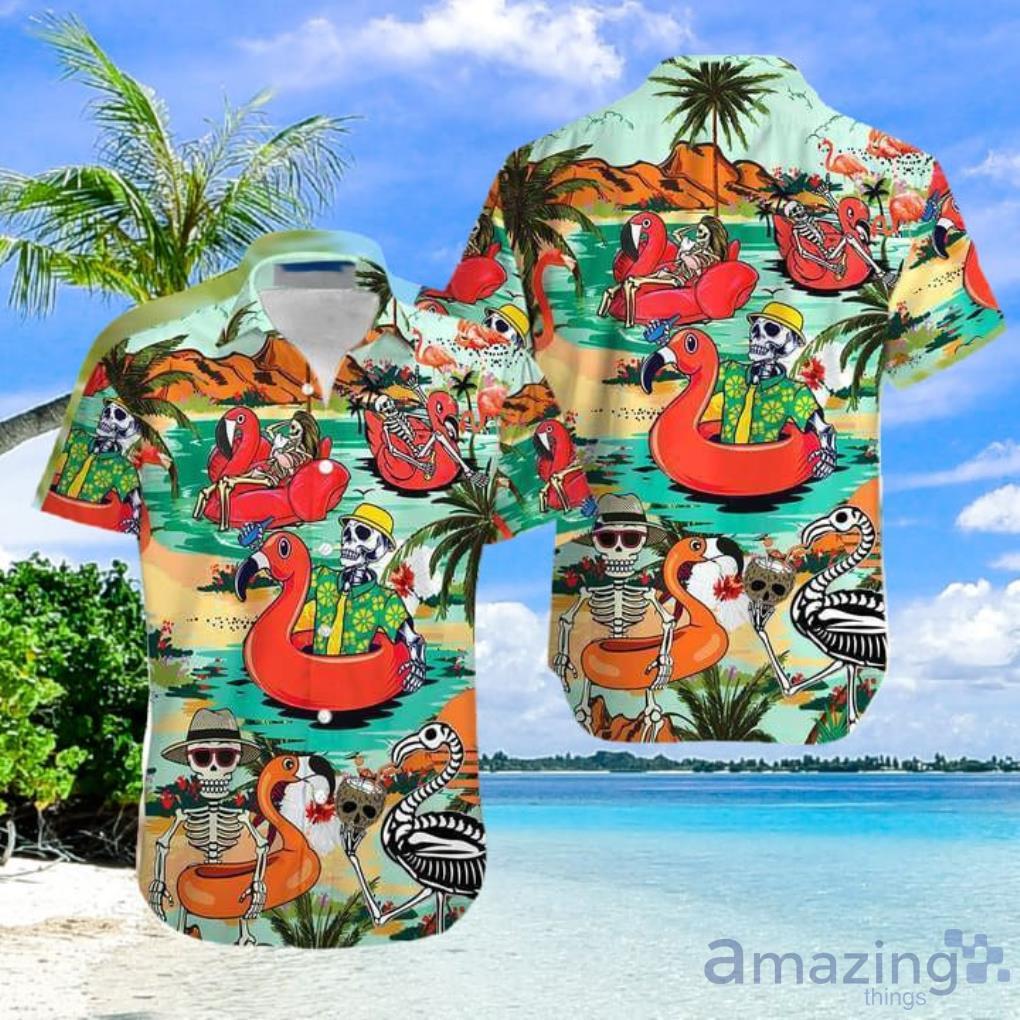 Skull Flamingo Hawaiian Shirt Summer Gift For Men And Women Product Photo 1