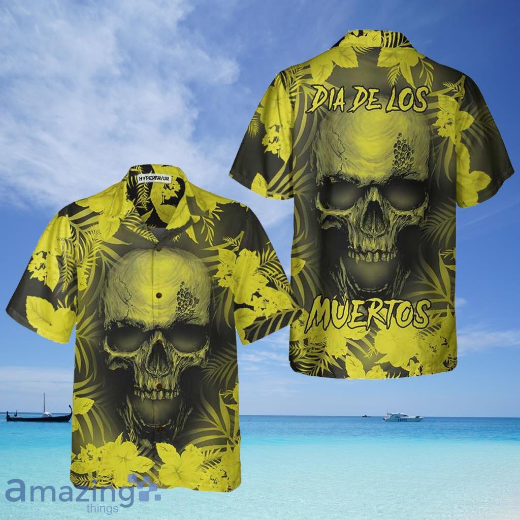 Skull Floral Pattern Dia De Los Muertos Hawaiian Shirt - Skull Floral Pattern Dia De Los Muertos Hawaiian Shirt