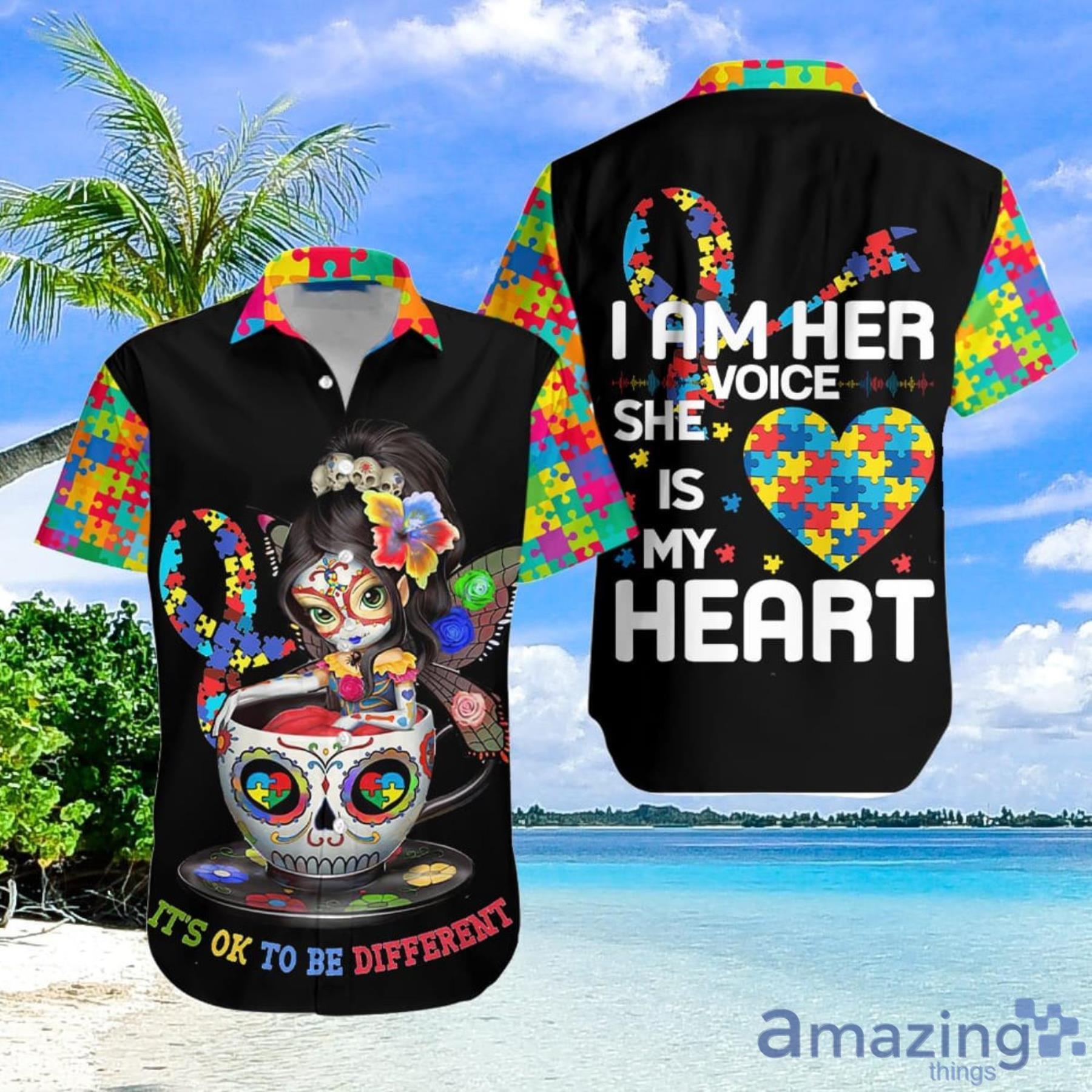 Skull Girl Autism Awareness Aloha Hawaiian Shirt Summer Gift For Men And Women Product Photo 1