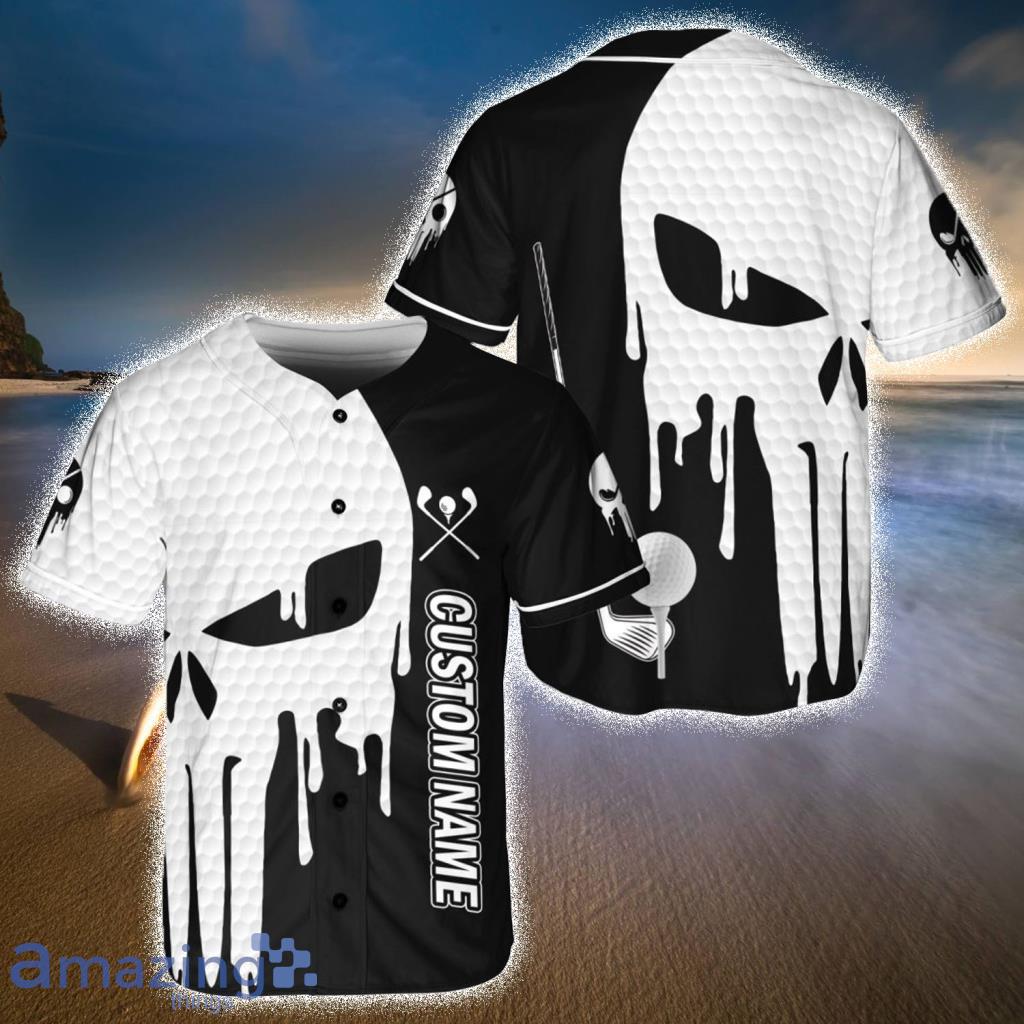 Skull Golf Golfer Black Baseball Jerseys  Shirt - Skull Golf Golfer Black Baseball Jerseys  Shirt