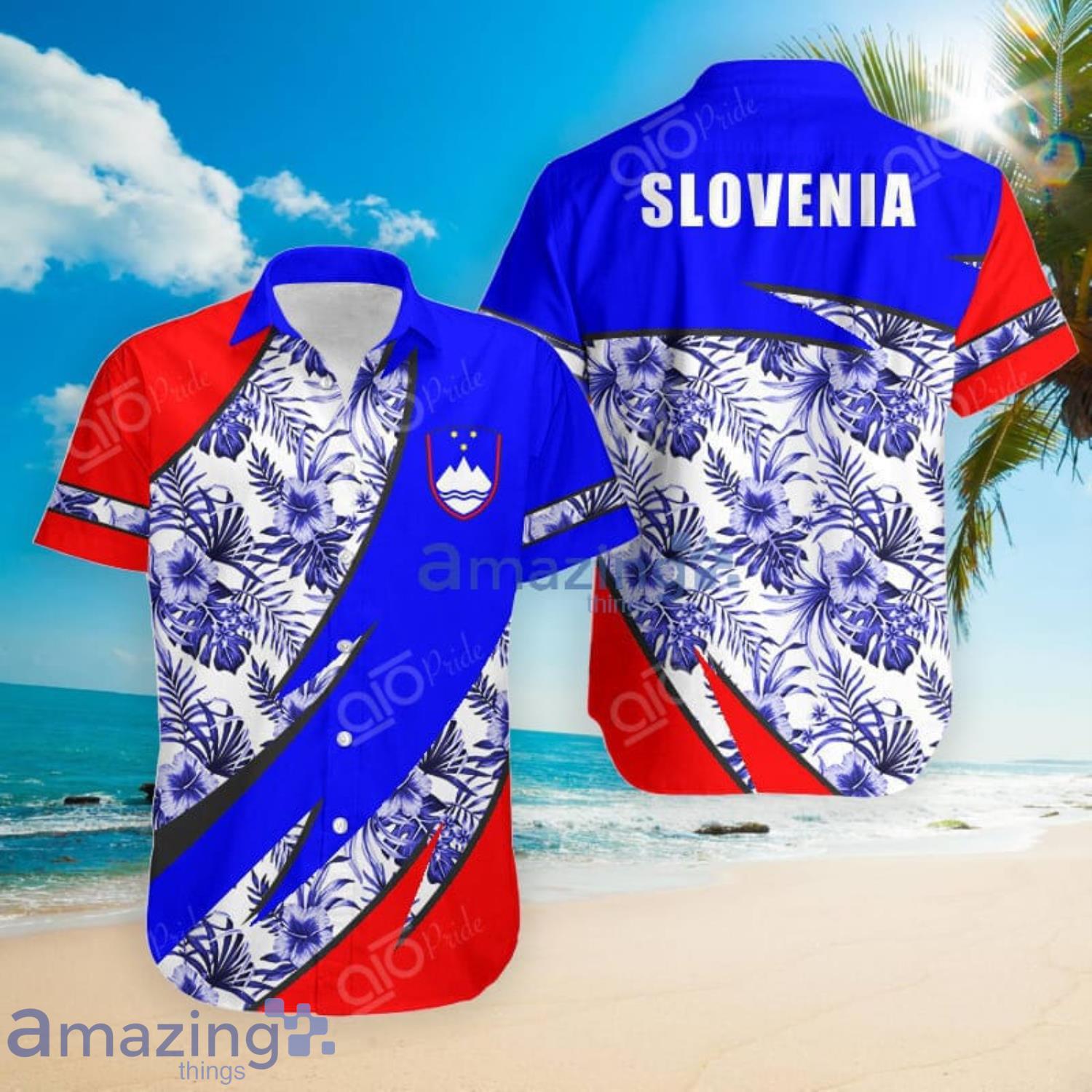 Slovenia Groly Coat Of Arms Hibiscus Pattern Hawaiian Shirt Summer Gift For Men And Women Product Photo 1