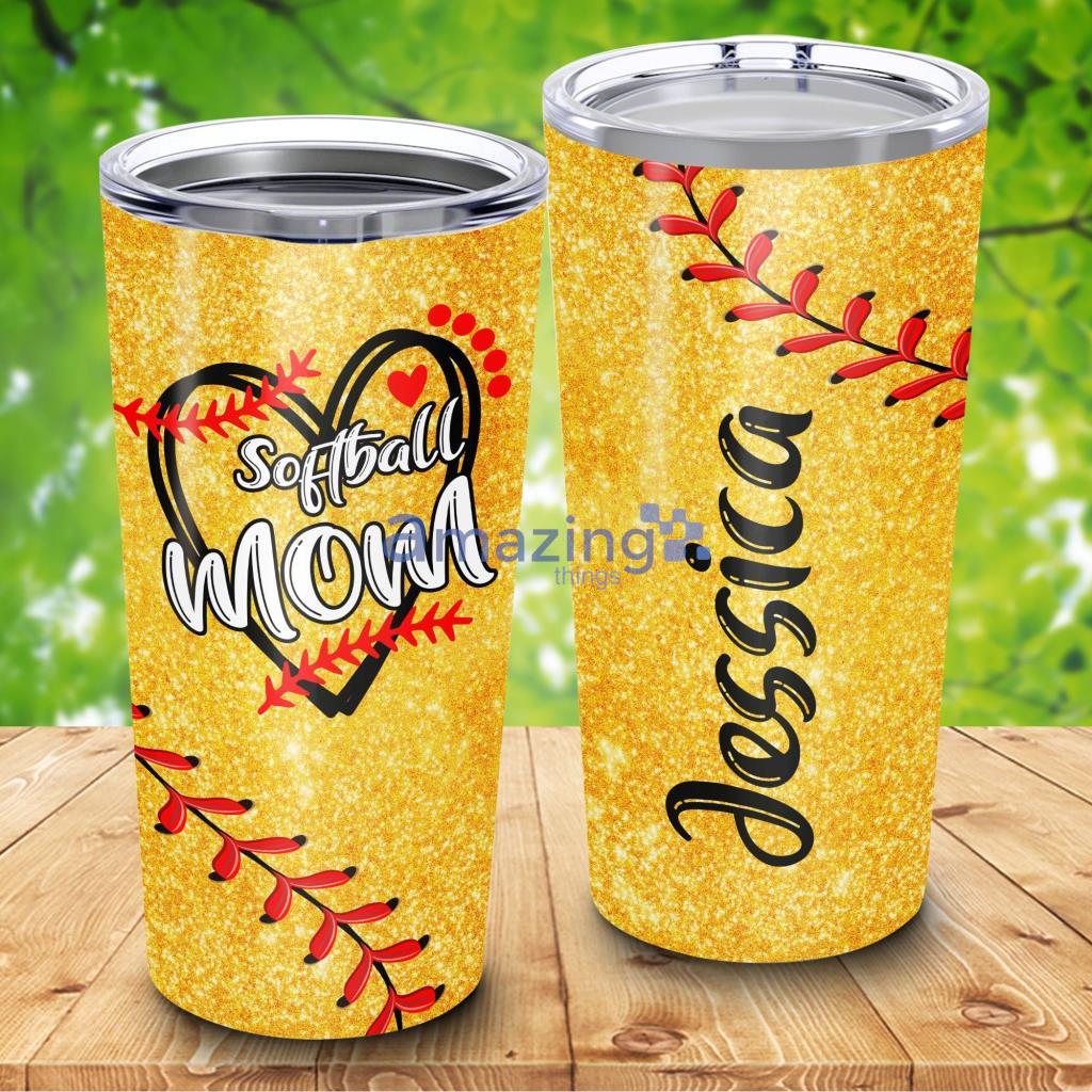 Softball Mom Heart Custom Name Tumbler - Softball Mom Heart Custom Name 20Oz Tumbler_9521