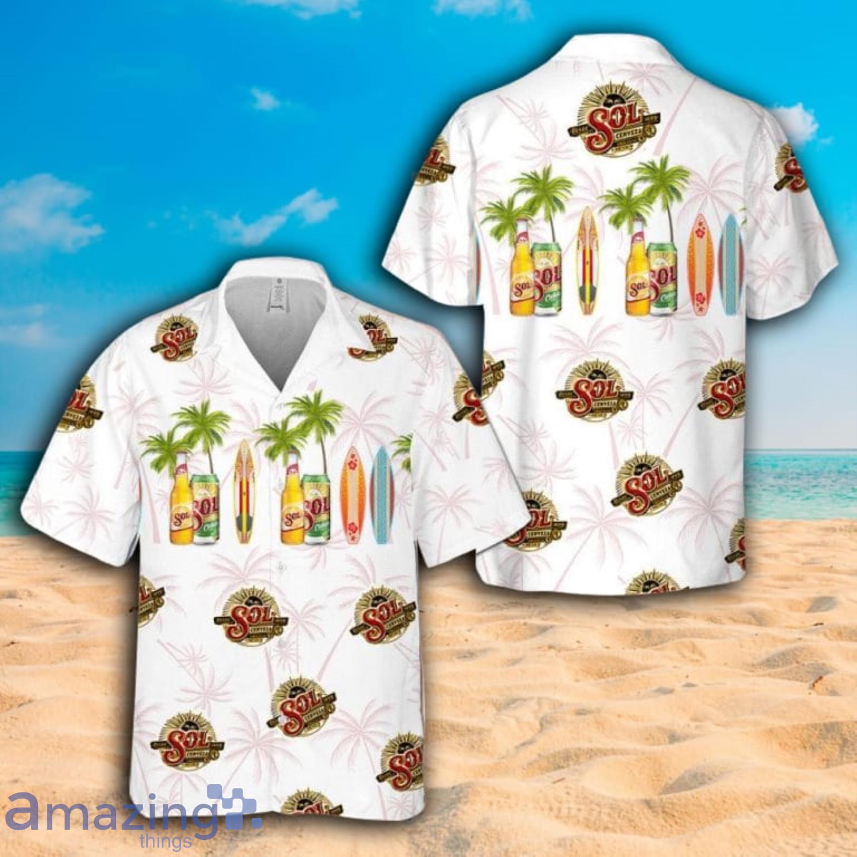 Sol Cerveza Surfing Short Sleeve Hawaiian Shirt Product Photo 1