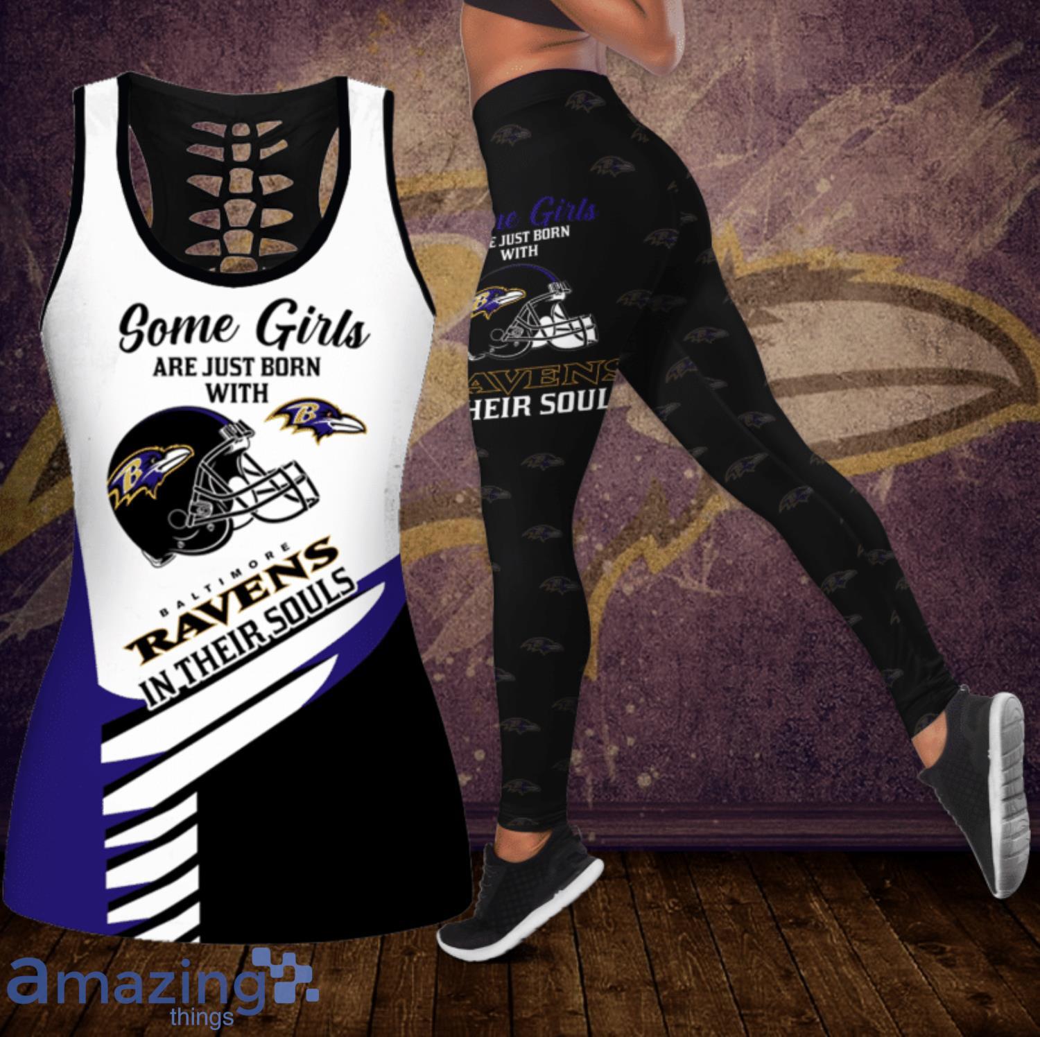 Some Girls Baltimore Ravens Combo Leggings And Hollow Tank Top For Women