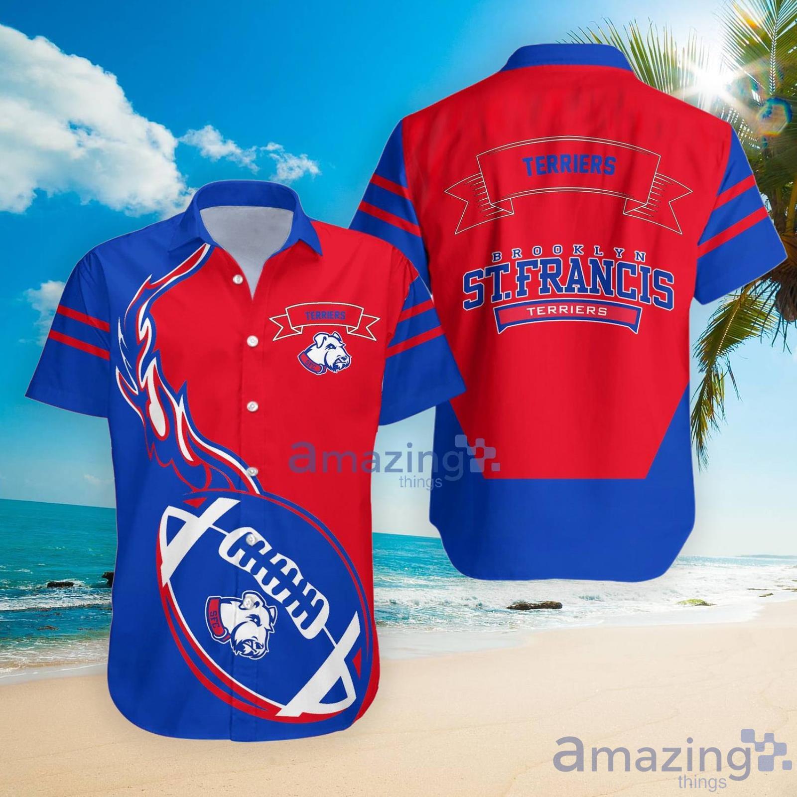 St. Francis Brooklyn Terriers Ncaa Flame Ball Hawaiian Shirt For Fans image St. Francis Brooklyn Terriers Ncaa Flame Ball Hawaiian Shirt For Fans Product Photo 3