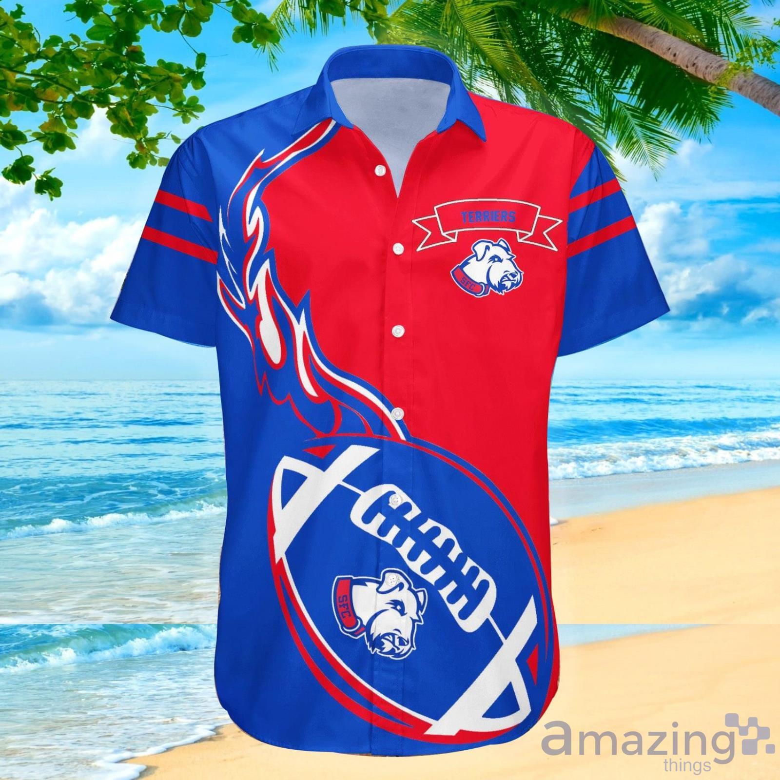 St. Francis Brooklyn Terriers Ncaa Flame Ball Hawaiian Shirt For Fans Product Photo 1