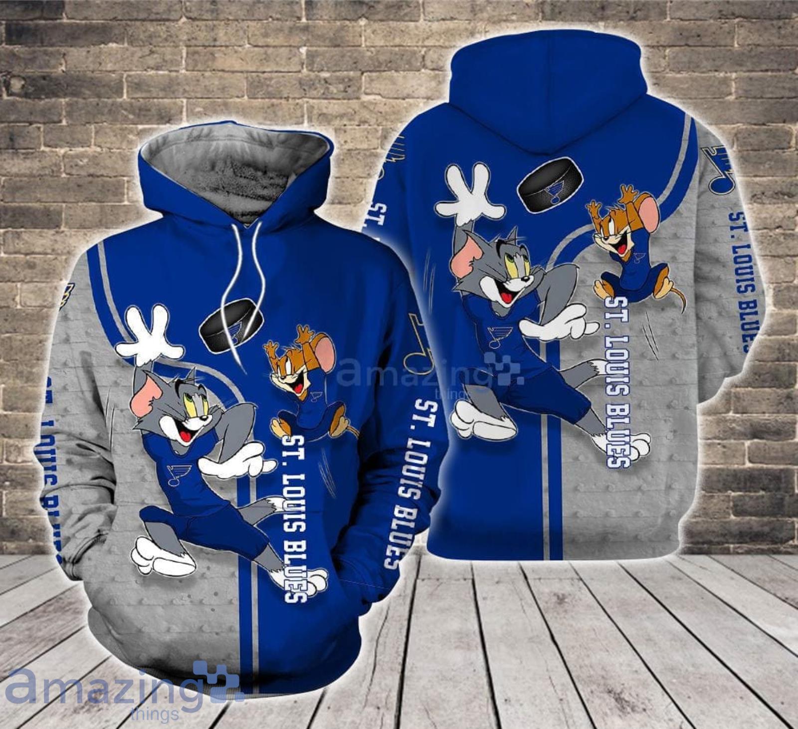 ST Louis Blues Hoodie Youth 3D Unique Tom And Jerry Gift