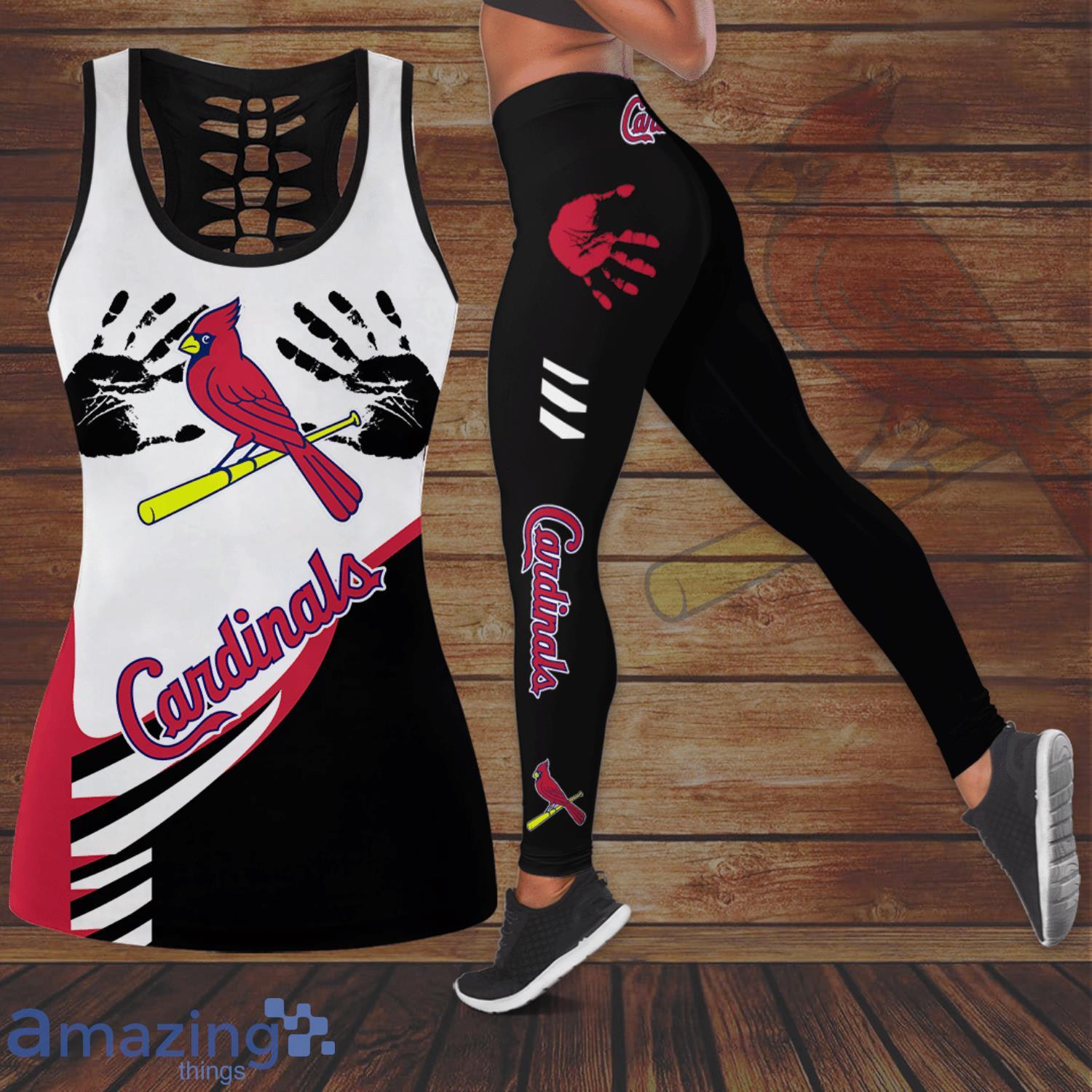 St. Louis Cardinals Handprint All Over Print 3D Combo Hollow Tank Top And  Leggings For Women