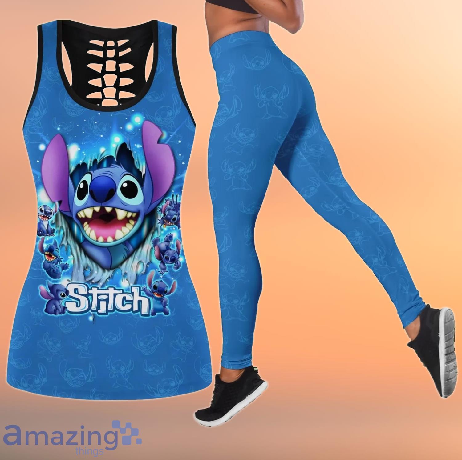Cute Stitch Stitch 3D All Over Print Combo Hollow Tank Top And