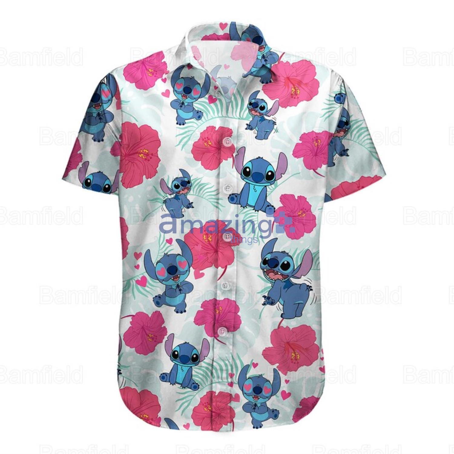 Stitch Hibiscus Flower Beach Summer Shirt Vacation Shirt Stitch Hawaiian Shirt For Men And Women Product Photo 1