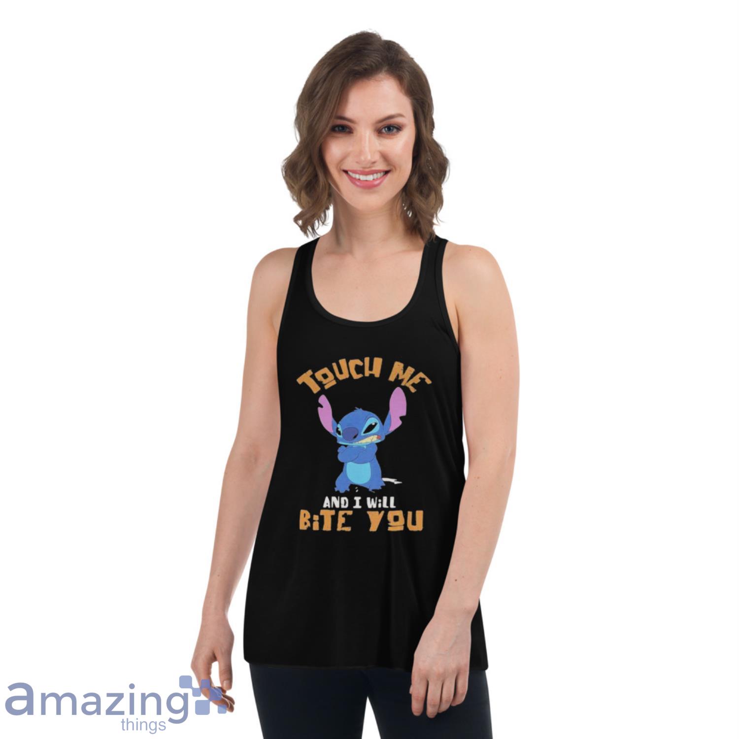 Stitch Touch Me And I Will Bite You Shirt image Stitch Touch Me And I Will Bite You Shirt - Womens Flowy Racerback Tank